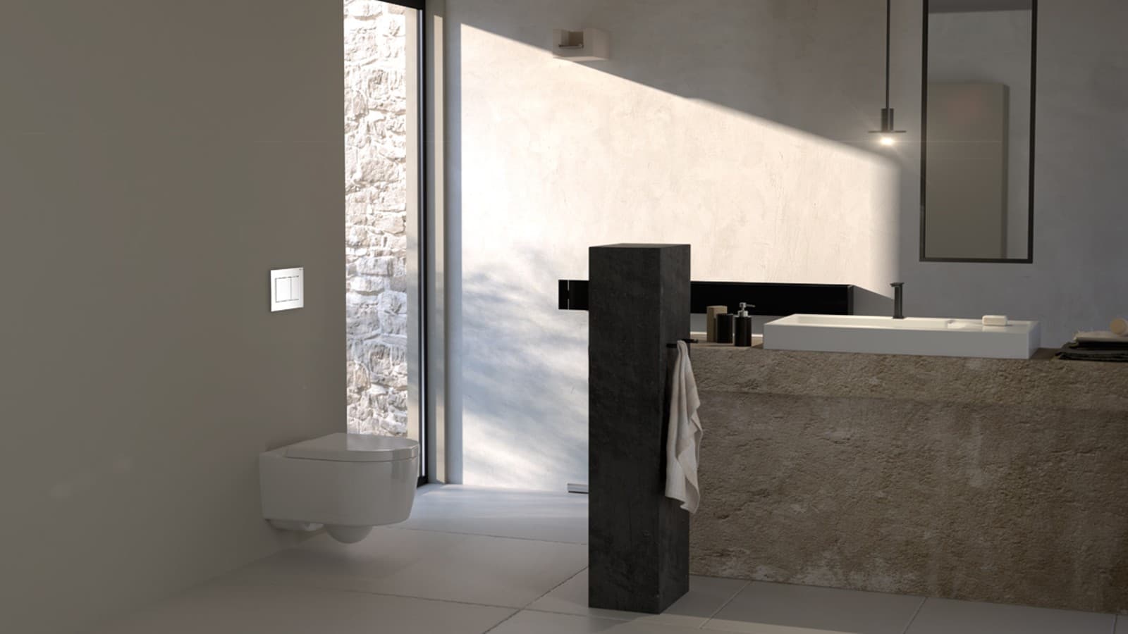 Bad mit Keramag WC und Geberit Sigma30 Drückerplatte Bad mit Keramag WC und Geberit Sigma30 Drückerplatte